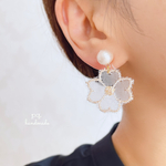 レースのお花とコットンパール＊イヤリング 