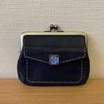 【送料無料】外ポッケのついた、四角い本革親子がまぐちミニ財布
