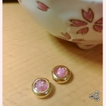梅の花　春ピアス(樹脂・ゴールド)