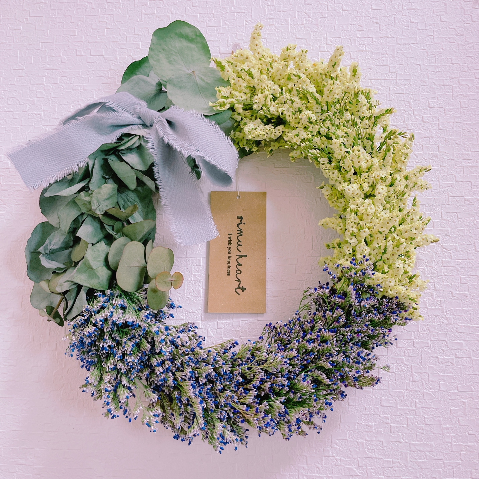 ユーカリとスターチスのリース ナチュラルピンク ユーカリとスターチスのリース ナチュラルピンク