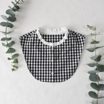 ギンガムチェックの付け襟・フリルギャザー（ブラック×オフホワイト）