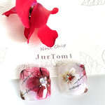 Jurtom131 ネイルチップ　夏　フットネイル　赤花白花開花ネイル　花　透け感　