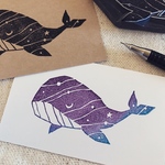 夜のクジラはんこ