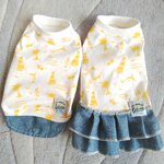 犬服！夏模様！デニム重ね着