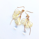いちょう ピアス/イヤリング  ディップアート アメリカンフラワー ワイヤーフラワー 透明感 きれい 銀杏 秋 夏 イエロー 黄色 着物 浴衣 和装 可愛い 大人 おしゃれ ユニーク チェーン チェコ