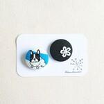 ★くるみボタンブローチ★