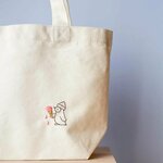 アイスクリームとペンギン手刺繍トートバッグ　