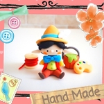 *童話マスコット* ピノキオさん マスコット ハンドメイド 粘土 人形 絵本