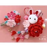 [reika518様専用ページ] 【再販】ひな祭り　七五三   うさぎ髪飾りセット　赤【受注】