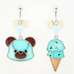 くまとアイスクリームのイヤリング(チョコミントver.)