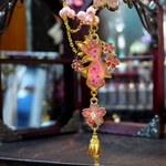 お花見桜金魚（苺）／アンティーク風オルゴナイトかんざし／受注製作