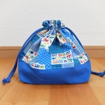 【Sale 送料無料】お弁当袋＊車パッチワーク＊ブルー