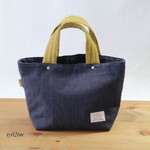 19様専用＊ふっくらミニトートバック（ネイビー×linenwoolマスタード）