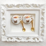 ❤️再販④❤️ 猫ちゃんのティーカップ　アクセサリー　茶猫　ピアス　イヤリング　ブローチ　昭和レトロ　レトロポップ　メルヘン　個性的