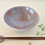 万能中鉢　ねこ水玉（小豆）在庫有