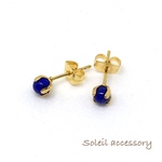 405【ラピスラズリ】天然石一粒ピアス＊4mm＊サージカルステンレス＊9月・12月誕生石