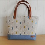 hotokuさま専用　クラーク＆クラーク　HEALEY　ブルー＆リネン帆布のマチ広トートバッグ　