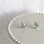 𝕜𝕦*𝕞𝕠𝕞𝕠𖦥⚘𖡡真夏のフロスティブルーカラー ニュアンス フラワー 小ぶり レジン ピアス 