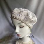 🌟capella🌟《再販》小鳥さんリネンのベレー帽　リネンのリバーシブルが便利です！　capellaオリジナル