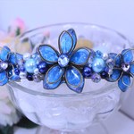 パールターコイズのお花バレッタ