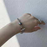 big pearl bracelet パール　ブレスレット　マンテル　ステンレス　シルバー　クール　モード　アンティーク　人気　おしゃれ　夏　