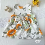80cm ✳︎リボンのひまわり柄ワンピース🌻✳︎ギャザーワンピース✳︎ジャンパースカート✳︎中厚コットン✳︎ベビードレス✳︎幼児服✳︎キッズ