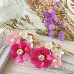 大人可愛い♡大ぶりフラワーアクセサリー（ピンク、ホワイト）
