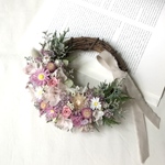 ミニ薔薇とピンクの小花のハーフリース