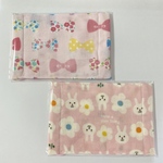 【異種セット】ガーゼ マスク リボン柄ピンク&うさぎ柄ピンク 2枚セット 子供用 