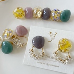 ❶新色追加！選べる♡2way レジンクリアリングアクセサリー（レジン　2way ニュアンスカラー　ドライフラワー）