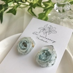 [在庫SALE]*･ﾟブリザーブドフラワー×薔薇(パウダーブルー) レジン サージカルステンレスピアス イヤリング.ﾟ･*.#46