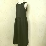 　黒無地サッカー　ローウエストギャザーロングワンピース　11号　着丈125