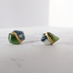 翡翠×陶器の金継ぎピアス