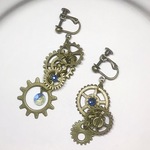 アシンメトリー歯車（蒼）　ピアス･イヤリング