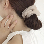パール入り　シアー　シフォン　シュシュ　ヘアゴム　ヘアアクセサリー　オーガンジー　くすみカラー