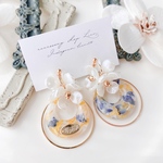 white flower×blue mix ピアス/イヤリング