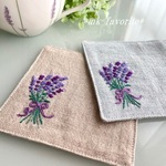🌿ラベンダーの花束・手刺繍コースター2点セット