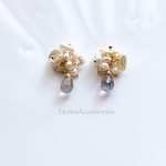 小さなお花の淡水パールとミスティックトパーズのピアス