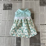 リボンがいっぱいのワンピ☆(ミント)　犬服