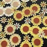 クラフトパンチ ひまわりのブーケ　イエロー系夏カラー　計40枚