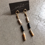 天然石チューブ三連ピアス∴ロングピアス