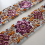 【1m】カラーチュール刺繍リボン   【ブラウン×パープル】