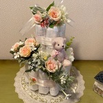 おむつケーキ　キャンドルリング　pink