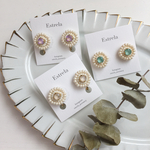 【再販】新色追加‼︎スワロフスキービジューとビーズ刺繍のピアス/イヤリング(antique)