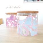 プッチ柄ガラス性のキャニスター（ブルー）