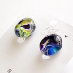 《SALE》フルイドアート　イヤリング【ブルー×パープル】