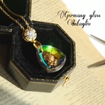光へ 祈り -Germany glass Intaglio-ドイツ製インタリオ オーロラ ジルコニア ネックレス【ヴィンテージ】