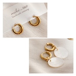 再販♡ラスト✧*ホワイトシェルの2wayフープピアス♡
