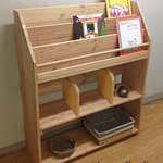 SUU 様オーダーメイド品　アンティーク風絵本棚（面出し3段+棚2段/仕切り板2枚付）幅90cm 側面直線  LO/LO 完成品