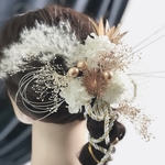 [髪飾り・ヘッドドレス・結婚式 成人式 卒業式 造花 かすみ草 紫陽花 金　白　紐　水引